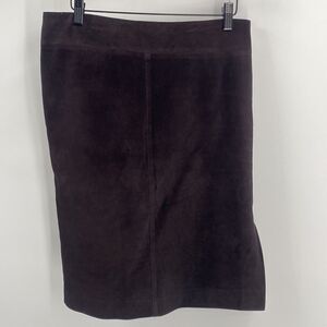 Vintage Gucci Suede Leather Knee Length Skirt Size 8 IT 44